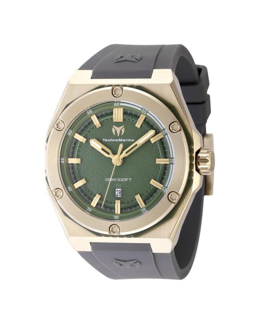 TechnoMarine Gray Tm-416092 Coral Quartz Olive Green Dial Watch for men