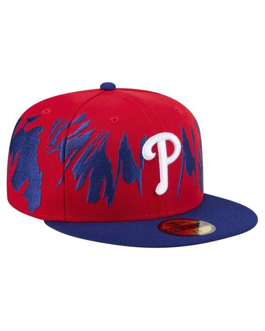 KTZ Red/royal Philadelphia Phillies Retro Pattern 59fifty Fitted Hat for men