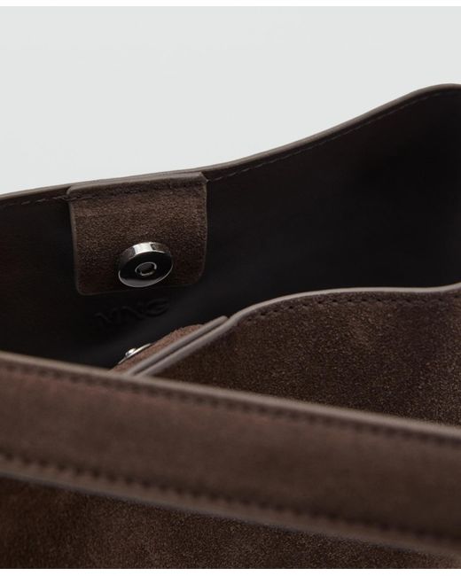Mango Brown Suede Leather Shopper Bag
