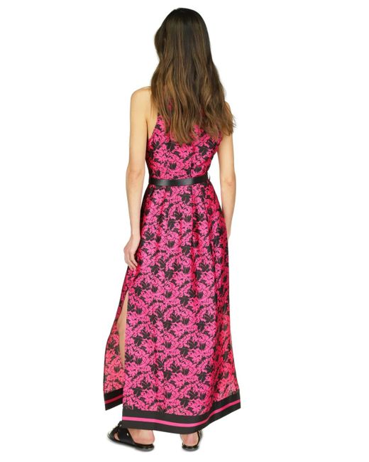 Michael Kors Purple Michael Belted Floral-print Maxi Dress