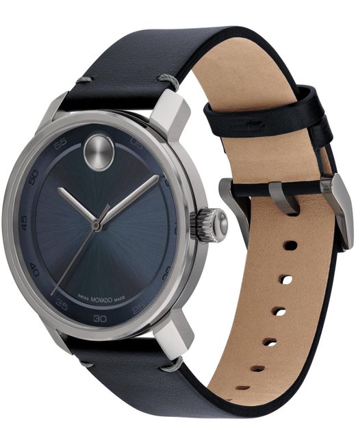 Movado Gray Bold Access Swiss Quartz Leather Watch 41mm for men