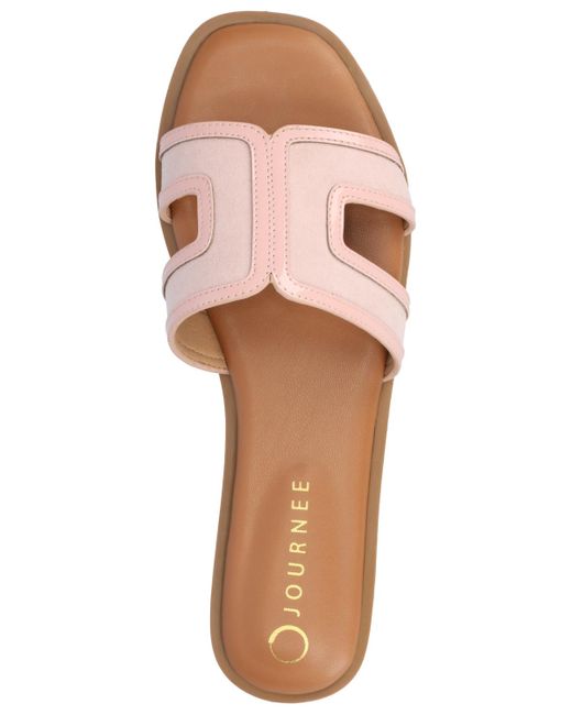 Journee Collection Pink Primah Slide Flat Sandals