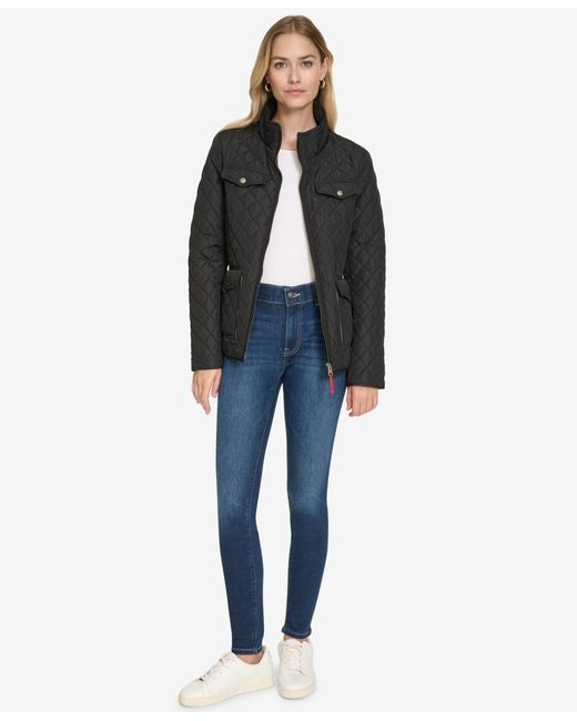 Nautica Black Solid Quilted Jacket