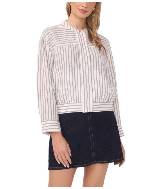 Vince Camuto White Snap Front Bomber Jacket