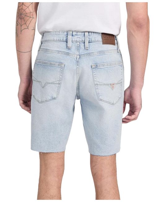 Guess Blue Wyatt Regular-fit Stretch Denim Shorts for men