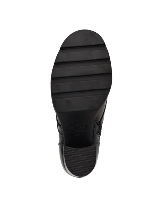 Guess Black Neadyn Heeled Lug Sole Lace Up Hiker Booties