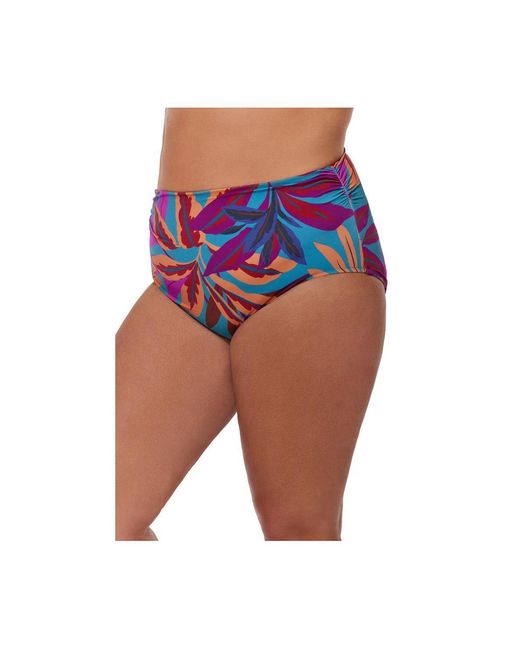 Gottex Blue Plantopia Shirred High Waist Swim Bottom