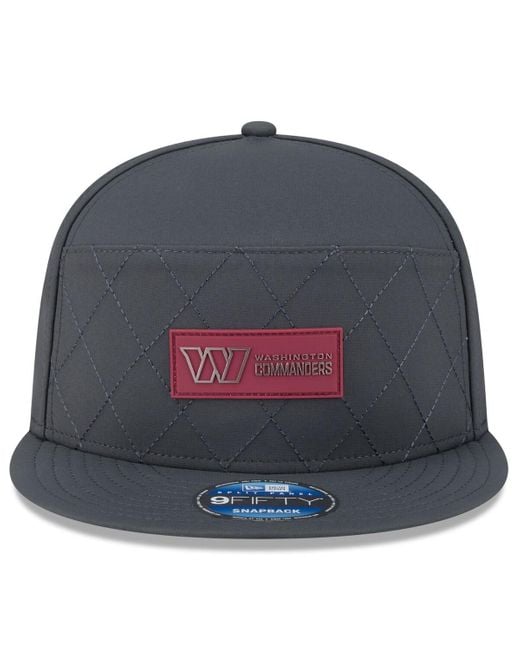KTZ Blue Washington Commanders 2025 Sideline Cold Weather Split Panel 9fifty Snapback Hat for men