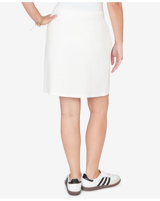 Ruby Rd White Petite French Terry Pull-on Skort