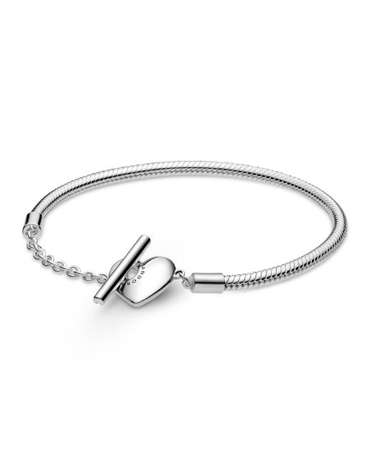 Pandora Metallic Moments Heart T-bar Snake Chain Bracelet
