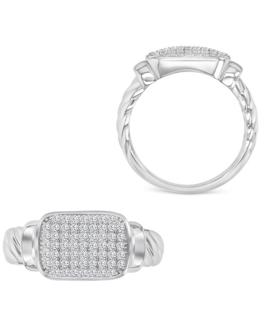 Macy's Gray Cubic Zirconia Rectangular Cluster Twist Rope Statement Ring
