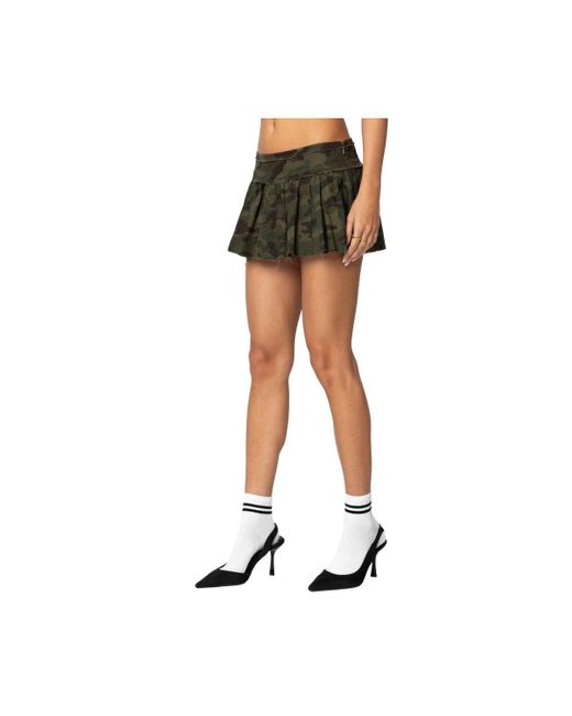Edikted Green Camo Pleated Mini Skort