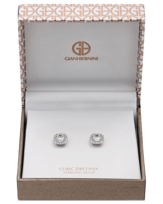 Giani Bernini Metallic Cubic Zirconia Halo Stud Earrings In Sterling Silver