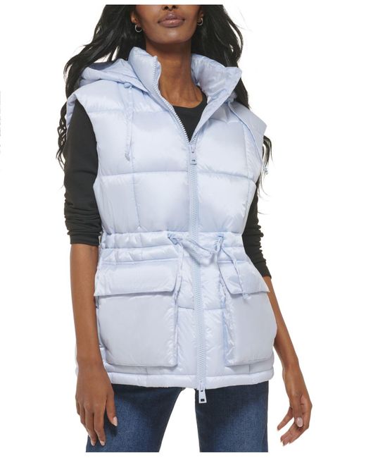 Levi's Synthetic Hooded Anorak Puffer Vest in Light Blue (Blue) | Lyst