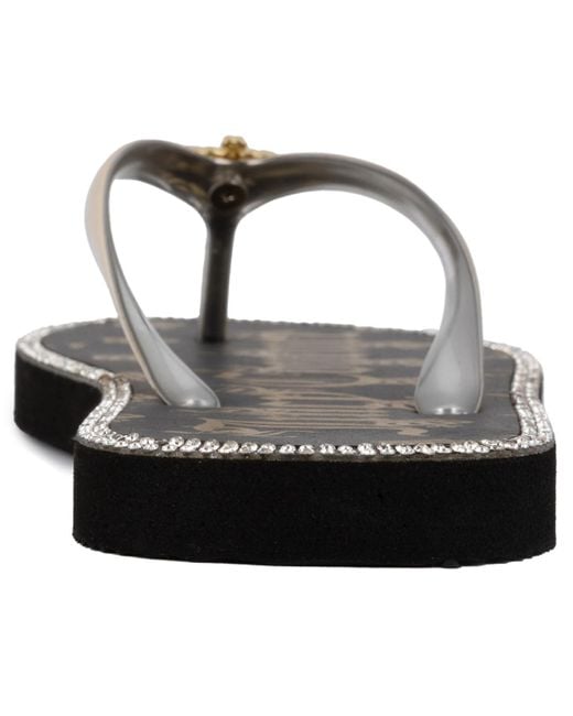 Juicy Couture Black Shamrock Flip Flops