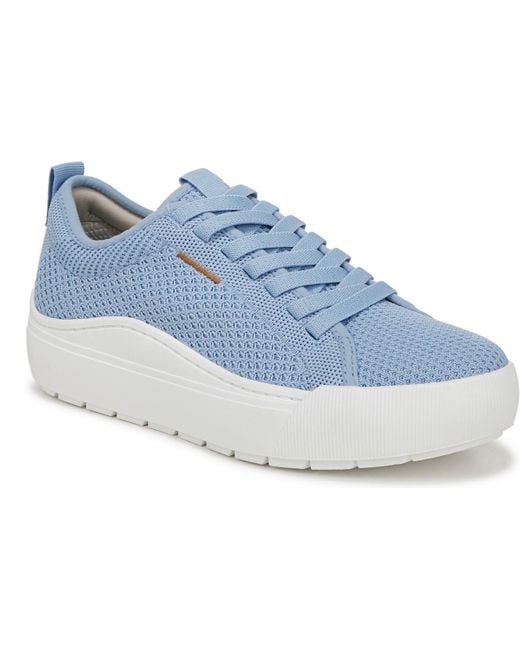 Dr. Scholls Blue Time Off Knit Lace Up Platform Sneakers