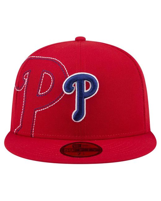 KTZ Red Philadelphia Phillies Yarn Stitch 59fifty Fitted Hat for men