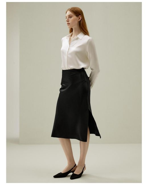 LILYSILK White Basic Concealed Placket Silk Shirt