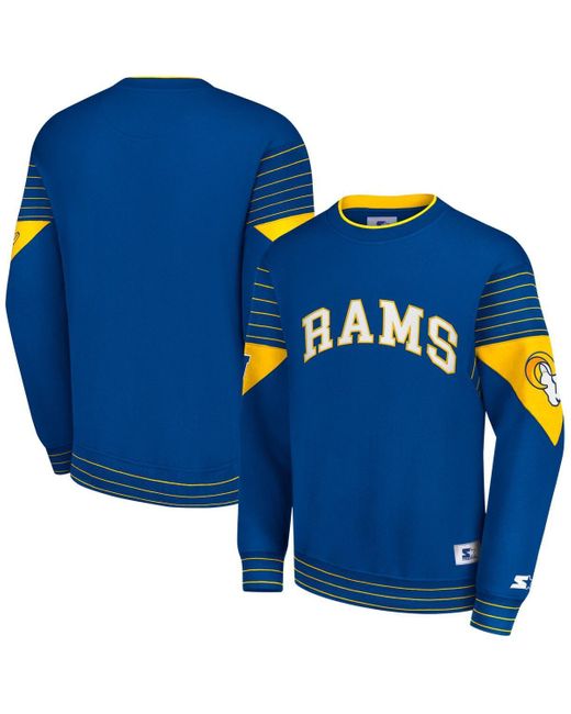 Starter Blue Los Angeles Rams Face-off Pullover Sweatshirt for men