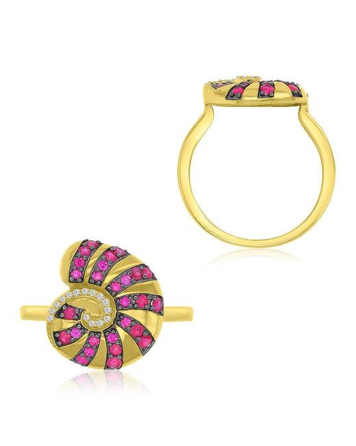 Macy's Pink Diamond Accent & Created Ruby Conch Ring