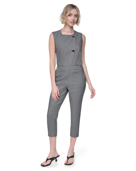 DKNY Gray Petite Houndstooth Millenium Ankle Pants