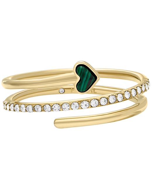 Fossil White Modern Meadows Malachite Prestack Heart Ring