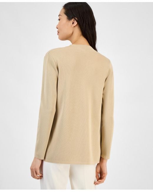 Anne Klein Natural Malibu Fine Rib Open-front Cardigan