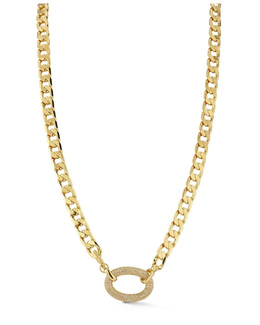 Rachel Zoe Metallic 18k Plated Pave Link Curb Chain Necklace