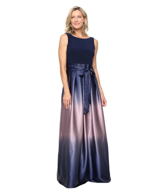 slim fit dress slacks SL Fashions 3/4-Sleeve Ombre Gown - Navy/Wedgewood