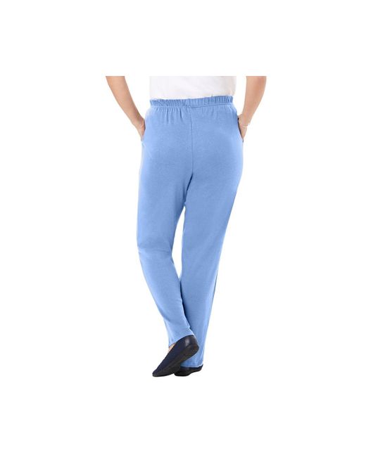 Woman Within Blue Tall 7-day Knit Straight Leg Pant