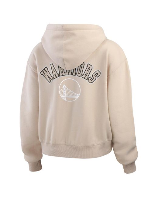 WEAR by Erin Andrews Natural Golden State Warriors Plus Size Tonal Felt Patch Full-zip Hoodie