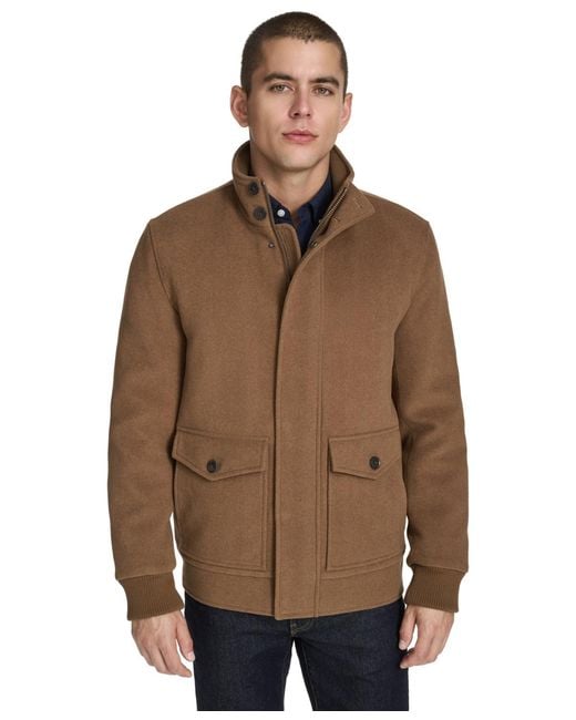 Cole Haan Brown Stand-collar Long-sleeve Bomber Jacket for men