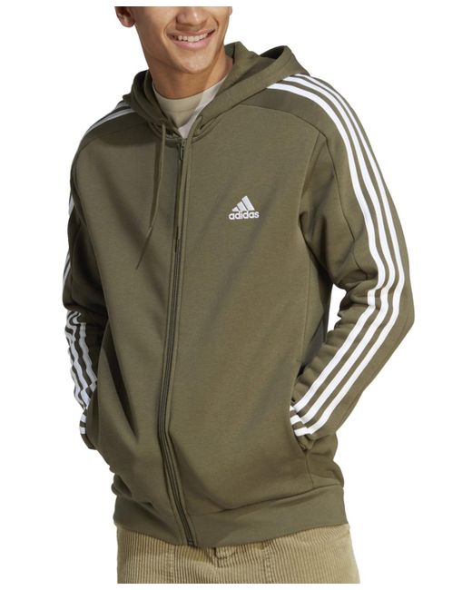 Adidas Green Essentials 3-stripes Regular-fit Full-zip Fleece Hoodie, Regular & Big & Tall for men