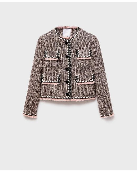 Mango Brown Pocket Tweed Jacket