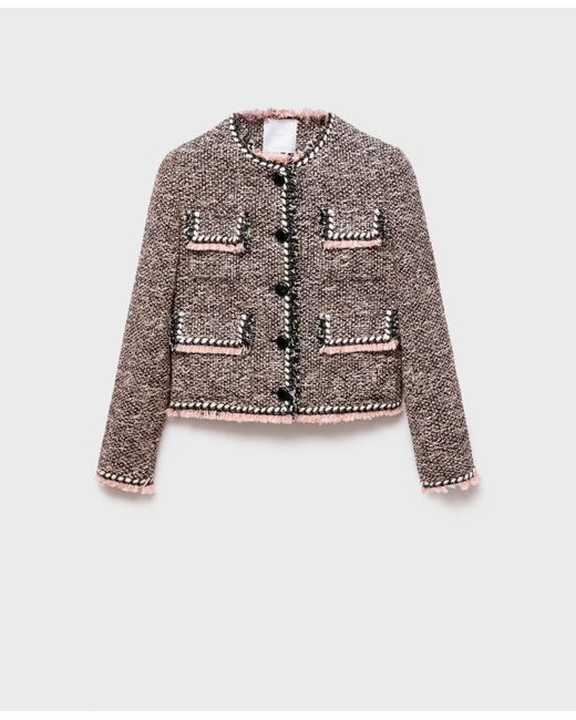 Mango Brown Pocket Tweed Jacket