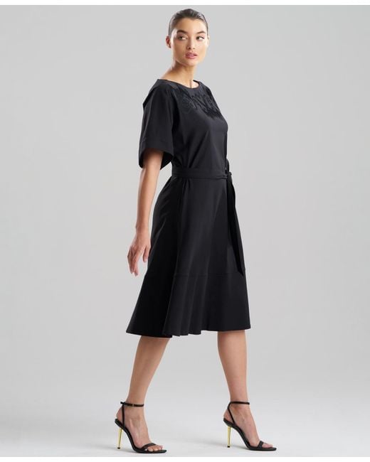Natori Black Solid Lightweight Woven Dress
