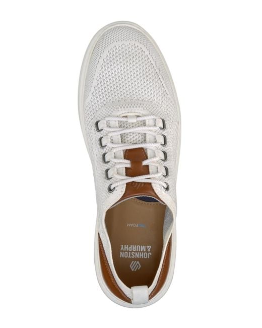 Johnston & Murphy White Anders Knit U-throat Sneaker for men