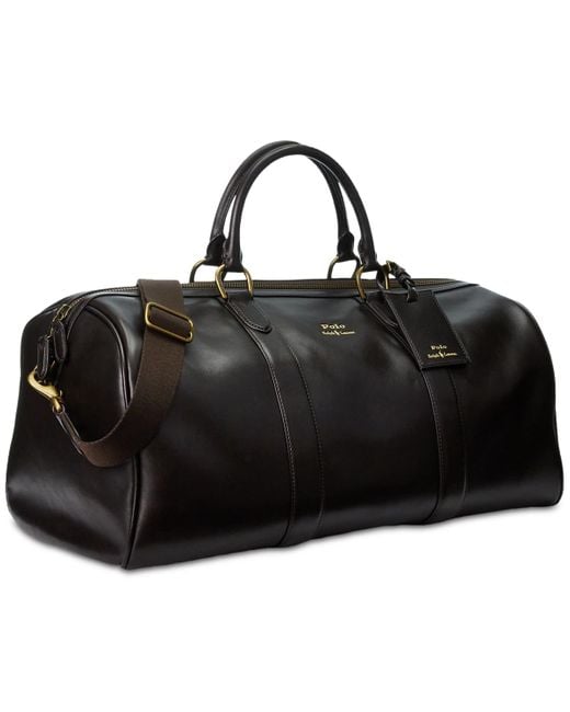 Polo Ralph Lauren Black Smooth Leather Duffel for men