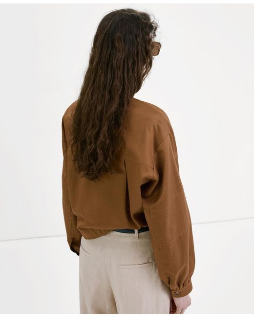 Mango Brown Elastic Bands Lyocell Jacket