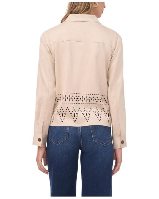 Vince Camuto Blue Collar Button-down Eyelet Hem Jacket