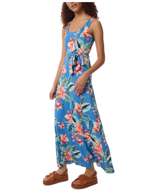 Jones New York Blue Floral-print Sleeveless Maxi Dress