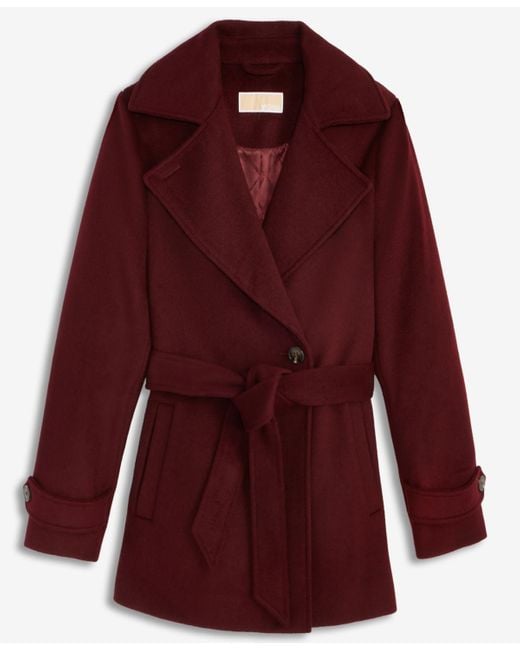 Michael Kors Red Michael Double-breasted Belted Wrap Coat