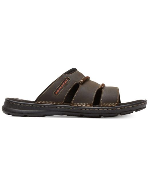 Rockport Leather Darwyn Slide Sandals in Brown Leather (Brown) for Men - Lyst