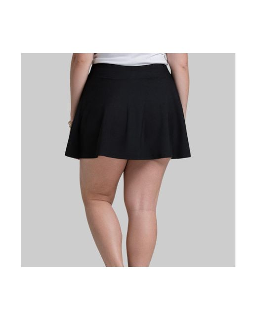 Calypsa Black Plus Size Flowy Swim Skirt With Attached Shorts
