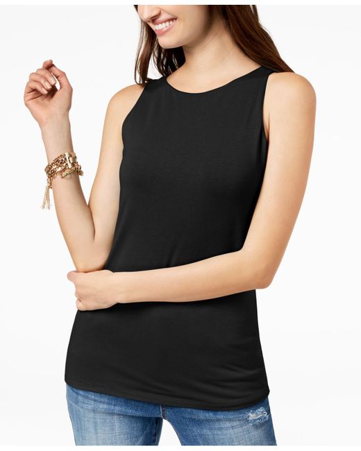 INC International Concepts Boatneck Tank Top in Black Lyst