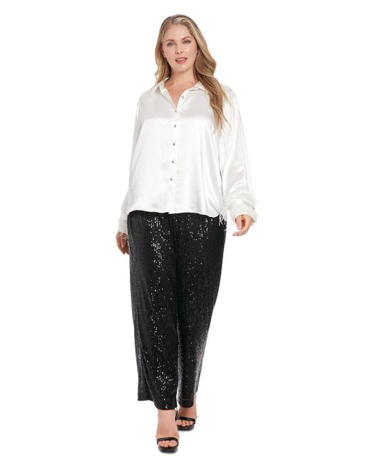 Muse Black Plus Size Sequined Pull-on Pants