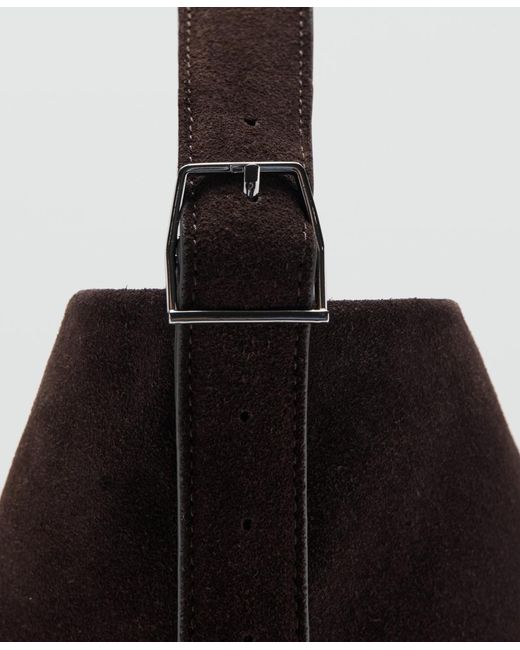 Mango Black Suede Shopper Bag