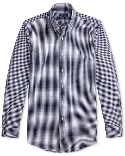Polo Ralph Lauren Blue Slim-fit Gingham Stretch Poplin Shirt for men