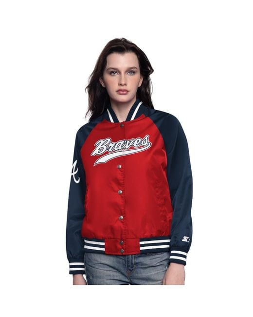 Starter  Red/navy Atlanta Braves Home Run Full-snap Varsity Jacket