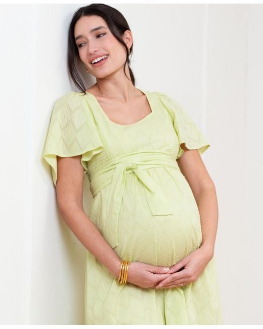 Seraphine Pink Cotton Broderie Maternity And Nursing Dress